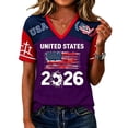 thumbnail image 3 of Soccer Cup 2026 Jersey USA Soccer for Women with Vintage USA Flag Print and V Neck Short Sleeves Featuring Breathable Fabric for Game Day Parties Beach Outings Purple XL, 3 of 5