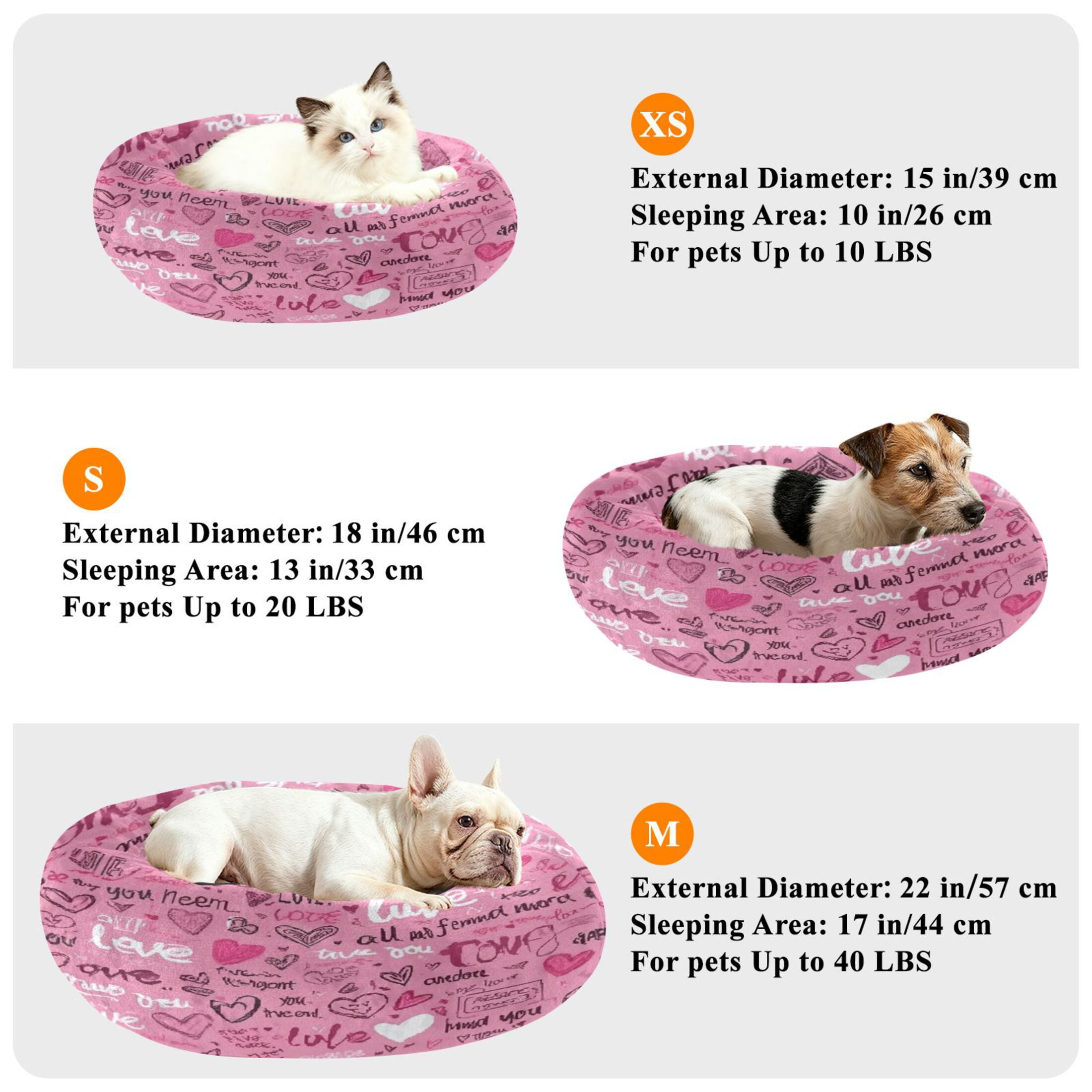 Iauyy Pet Couch Donut Cat Bed for Indoor Cats/Small Dogs Washable & Machine with Non-slip Bottom Calming Cat Furniture, Written in Color (M)