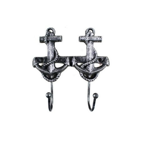 Decorative Iron - Antique Silver Cast Iron Decorative Anchor Hooks 6