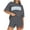 Dark Gray, variant on Fsshion 2 Piece of Outfits for Womens Plus Size Casual Print Round Neck Short Sleeve Short Pants Pocket Set