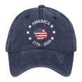 thumbnail image 3 of Unisex Independence Day Print Soft Crown Duck Tongue Cap Sunshade Outdoor Sun Protection Hat Navy, 3 of 3