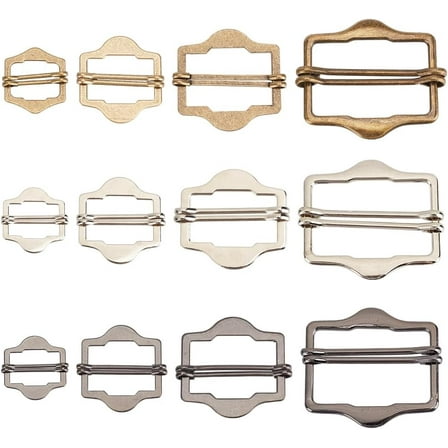 1 Set 24pcs Metal Adjuster Slide Buckles 12 Styles Alloy Roller Buckles Webbing Strap Roller Pin Clip Buckle for Vest Suit Belt Strapping Bags Replacement DIY Accessories Clothes Buckles