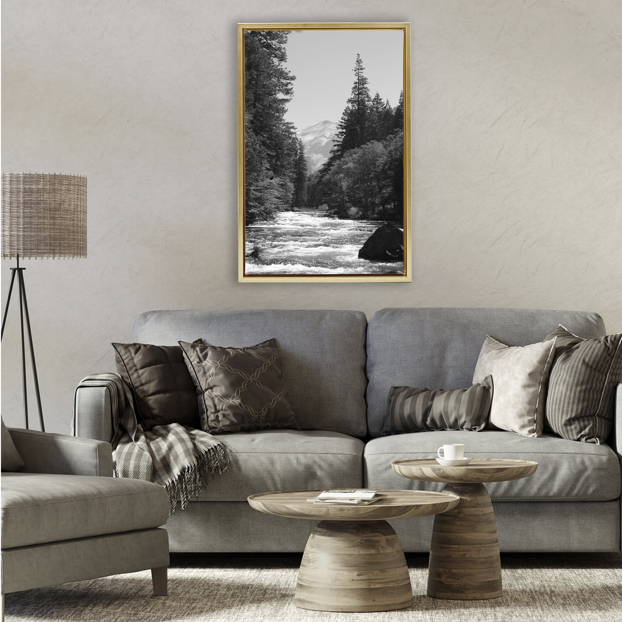Stupell Industries Merced River Flow Gold Framed Floater Canvas Wall Art, design by Kim Curinga
