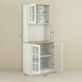 thumbnail image 7 of Resenkos 72" Freestanding Kitchen Pantry with Hutch, Offers a Large Countertop, Glass Doors, Adjustable Shelves, and Space, White, 7 of 7
