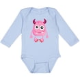 thumbnail image 3 of Inktastic Cute Monster, Smiling Monster, Pink Monster, Horns Boys or Girls Long Sleeve Baby Bodysuit, 3 of 5
