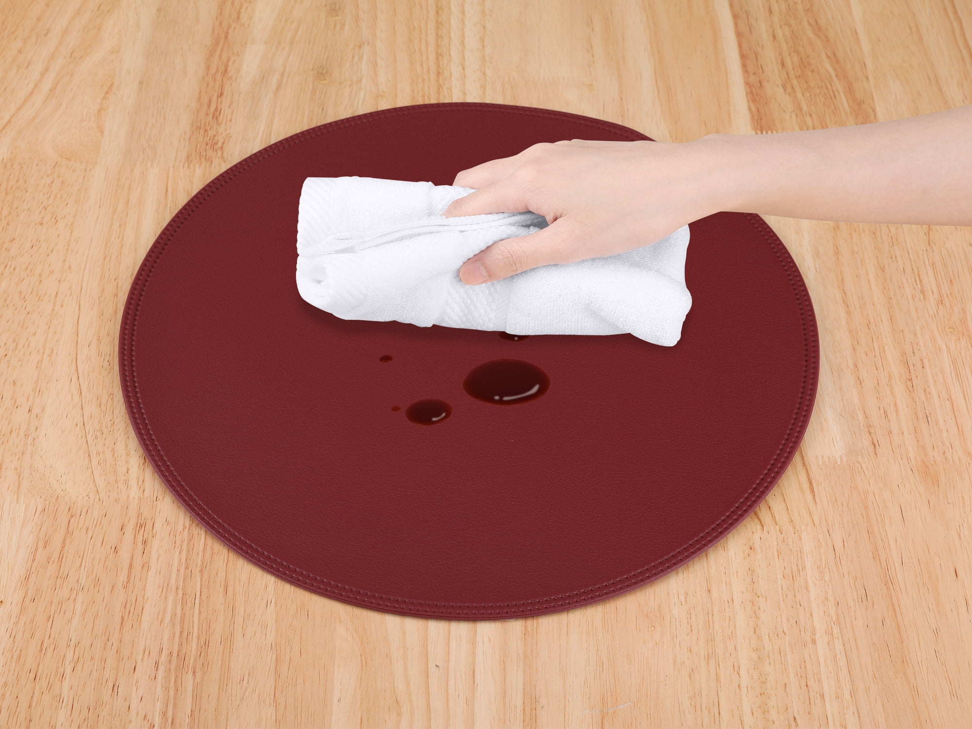 Unique Bargains Set of 6 Faux Leather Placemats Red