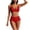 Red, variant on Hfnxid Women's Bikini Sets Tummy Control High Waisted Swimsuits Ruffle Cheeky Two Piece Bathing Suit Solid Soft V Neck Slimming Sets Yellow L