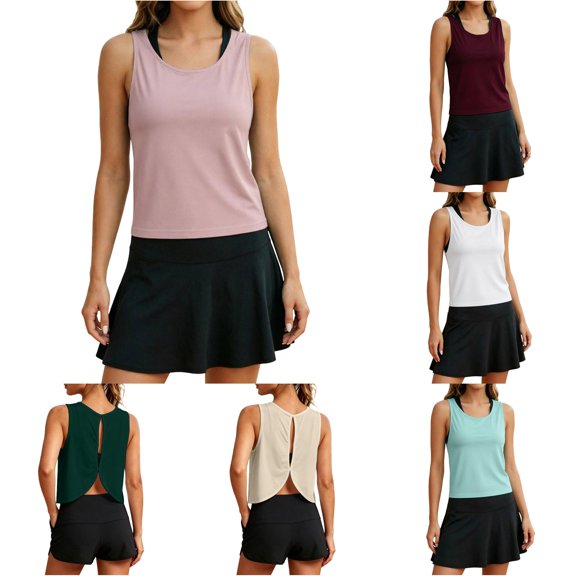 SGMVNU Workout Tank Tops for Women Open Back Crop Tanks Sport Athletic Yoga Running Gym Loose Crop Sleeveless Shirts, Pink, Size S