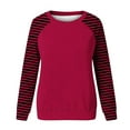 thumbnail image 4 of Darzheoy Womens Tops Comfortable Hoodless Casual Long Sleeve Stripped Printed Sweatshirts Round Neck Color Block Fall Pullover Versatile Fashion Blouses, 4 of 4