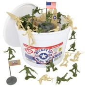 Bucket of Plastic Army Men - OD Green vs. Tan w/Grey New