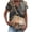 Dark Gray, variant on Summer Tops for Women Fashion Floral Printed V Neck Short Sleeve Button Down Shirts Casual Loose Blouse White 01 L
