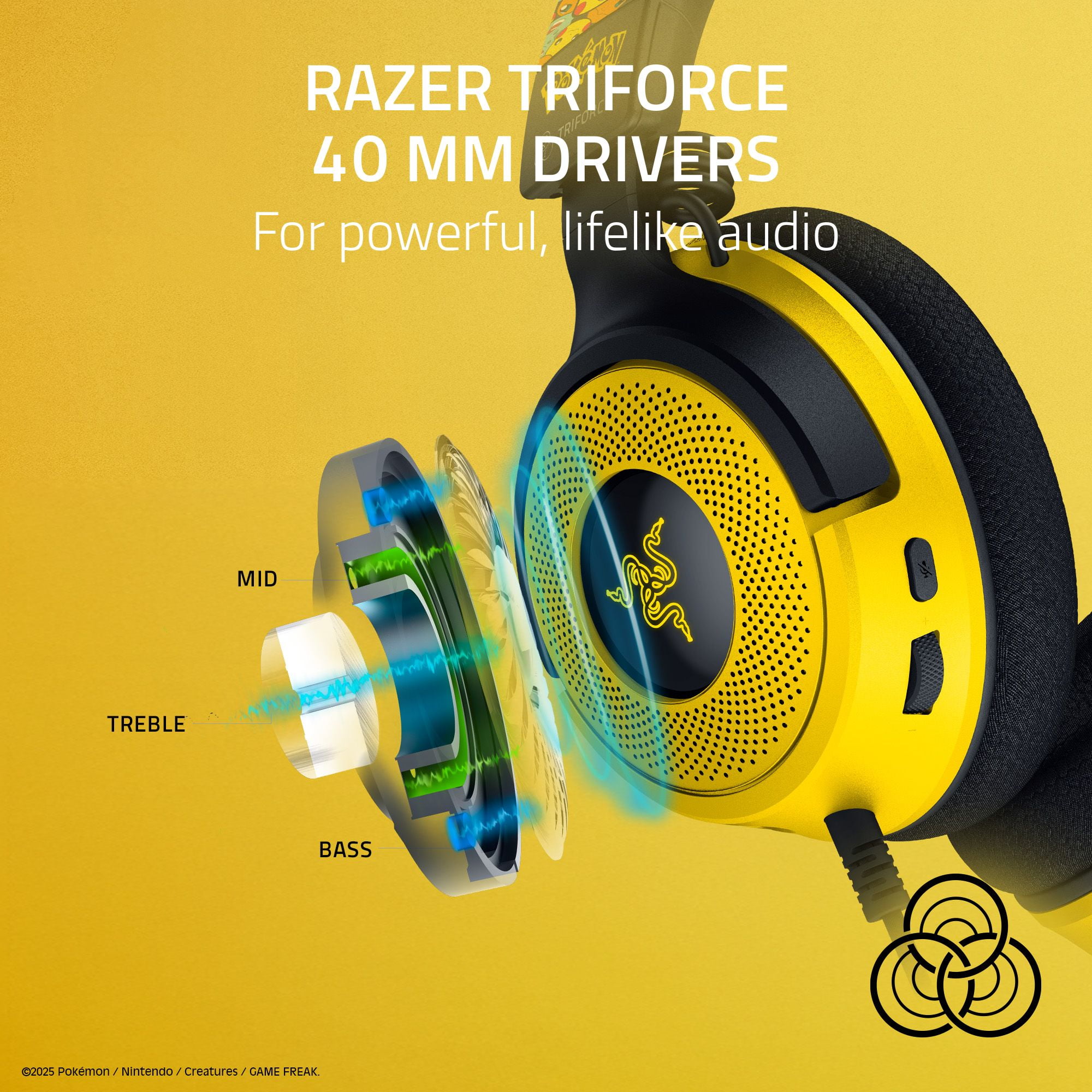 Razer Kraken V4 X USB Wired Gaming Headset, Pok&eacute;mon Kanto Starters Edition