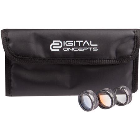 Digital Concepts Camera Lens Filter Kit for DJI Mavic Drone  Includes Gradual Blue  Orange and Gray Filters  Pouch