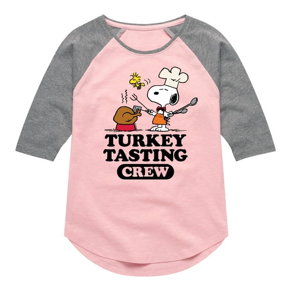Peanuts - Turkey Tasting Crew - Toddler And Youth Girls Raglan Graphic T-Shirt