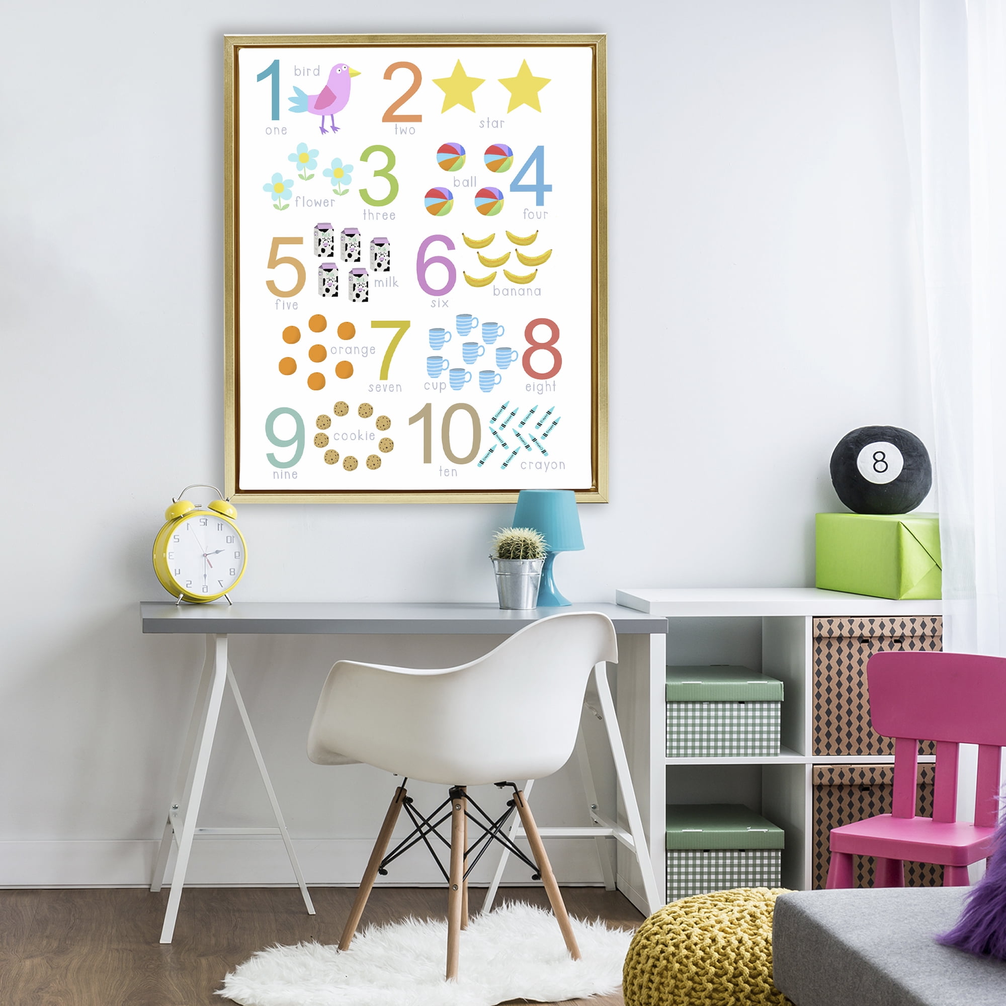Fun Learning To Count Gold Framed Floater Canvas Wall Art, design by Carla Daly