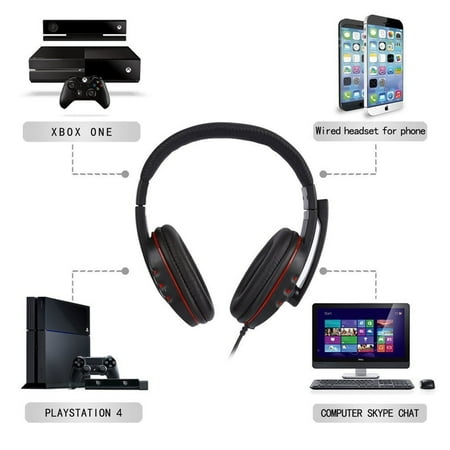 Voip Stereo Microphone Mic Headset - Leather USB Wired Stereo Micphone Headphone Mic Headset for Sony PS3 PS4 PC Game
