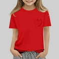 thumbnail image 5 of Delliss Girls Summer Short Sleeve T-Shirts Crewneck Solid Color Casual Tops Tees, 5 of 6