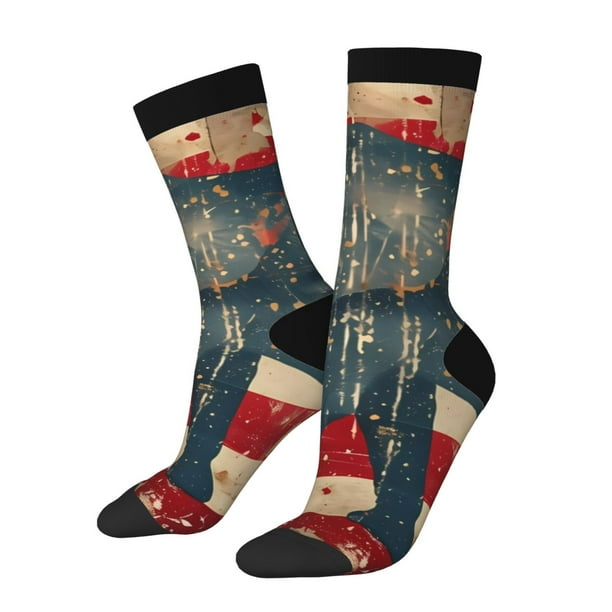 Balery Vintage American Flag Elephant Calcetas Largas con Estampado para Hombre y Mujer – Suaves y Transpirables, Talla Única (US 5-11)