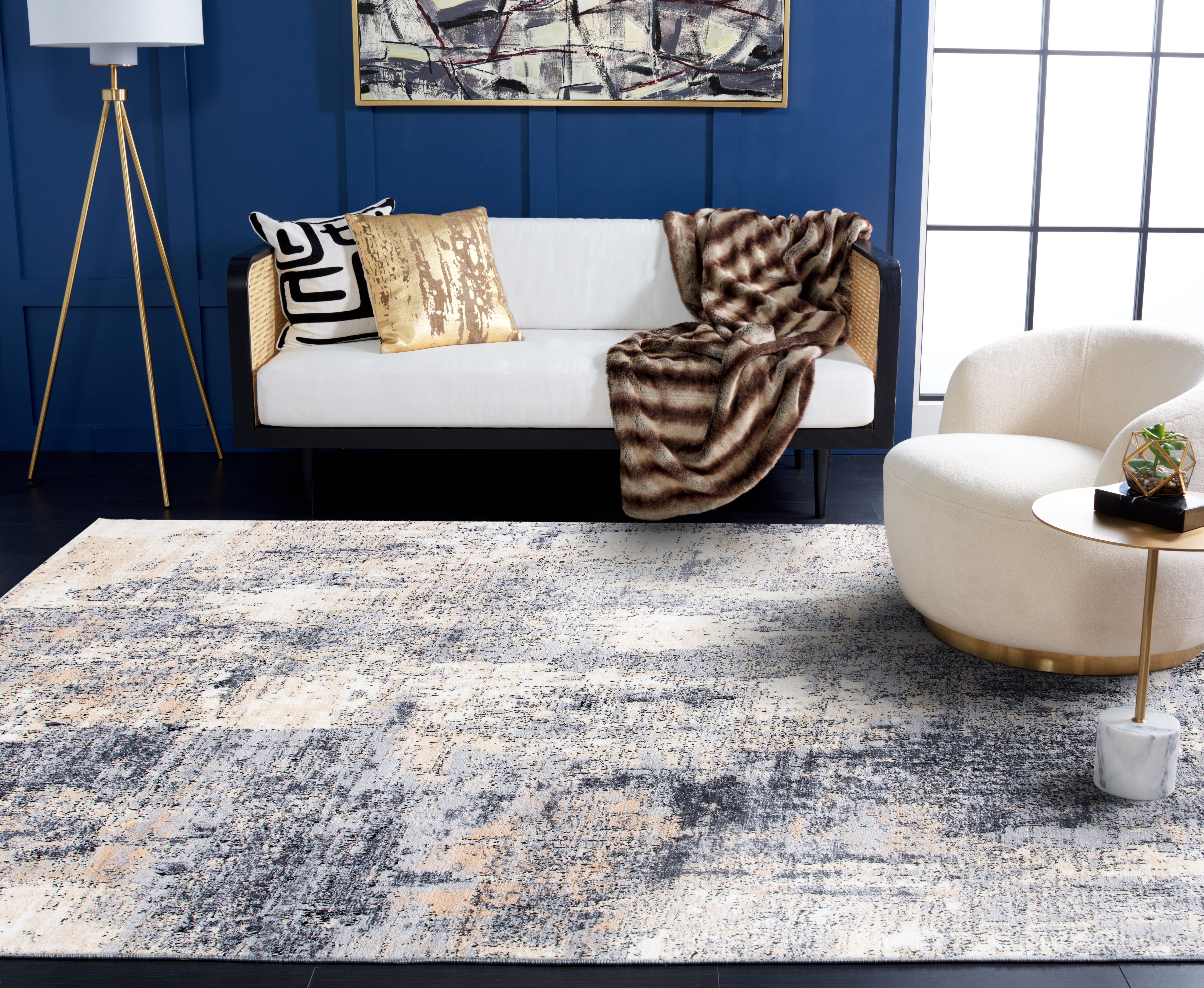 SAFAVIEH Amelia Boyce Abstract Area Rug, Gray/Gold, 8' x 10'