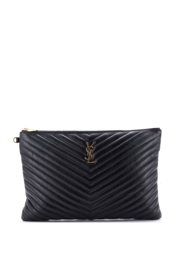 Pre-Owned Classic Monogram Wristlet Pouch Matelasse Chevron Leather Large By Rebag