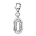 thumbnail image 3 of Sterling Silver CZ Numeral 0 w/Lobster Clasp Charm QCC105N0, 3 of 3