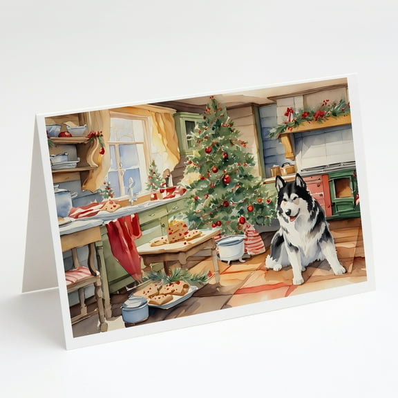 Alaskan Malamute Christmas Cookies Greeting Cards Pack of 8 7 in x 5 in