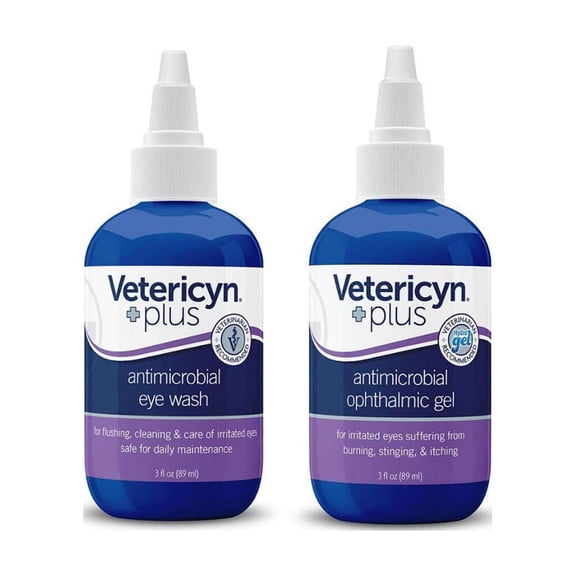 Vetericyn Plus All Animal Eye Care. Includes Antimicrobial Ophthalmic Gel and Eye Wash. Pain-Free Solution for Allergies, Pink Eye, Burning, Itching and Daily Maintenance. (3 Ounce)