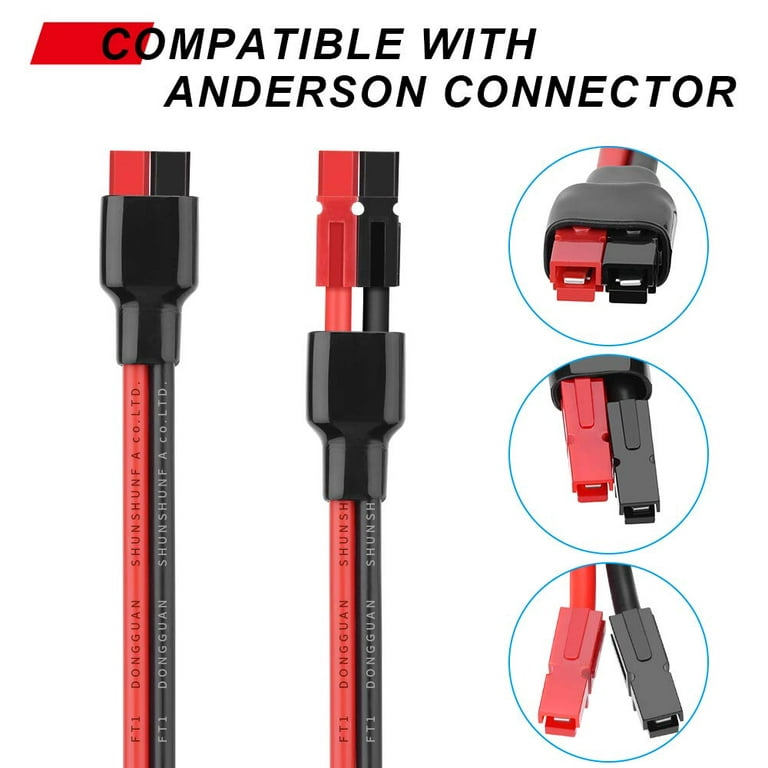 SolarEnz 30' Anderson Connector Extension Cable For Portable Solar Panel  Kit and Battery Charge 12AWG
