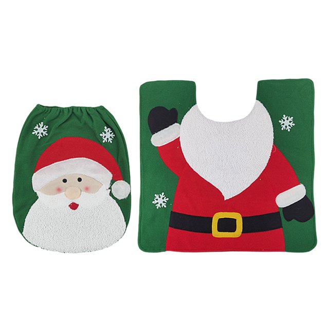Juego de tapa de inodoro, alfombra suave navideña de Papá Noel para decoración del hogar (viejo)