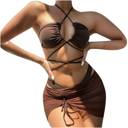 

VKEKIEO Hybrids Swimsuit Sport Bra Style Lift Coffee M
