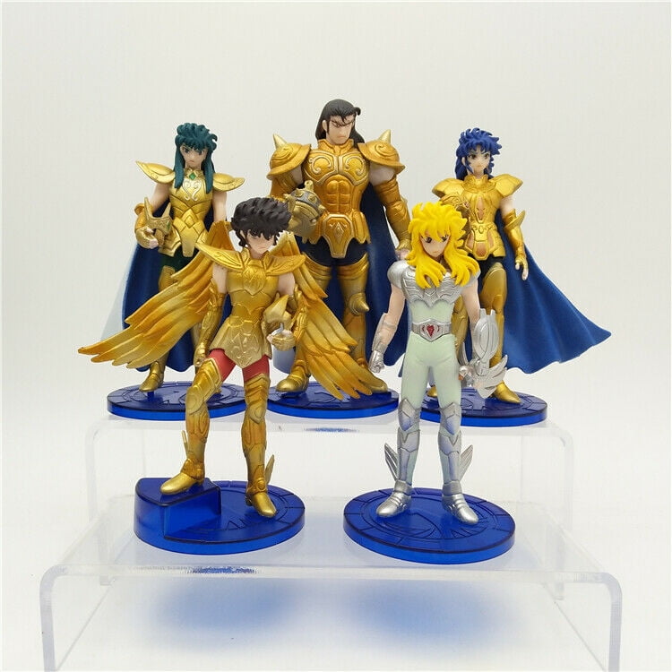 6PCS Anime Saint Seiya Gold Saint PVC Action Figure Collect Figurine Toy Gift 