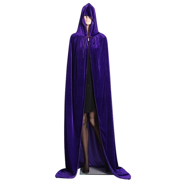 Bewildely Capa con capucha de Halloween Capa larga de terciopelo Disfraces de cosplay Capa larga de unisex Kits de decoración para fiestas
