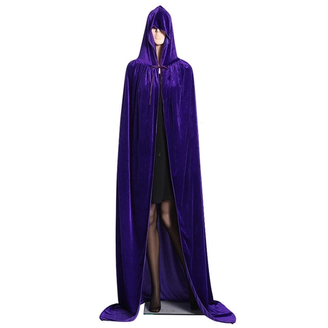 Bewildely Capa con capucha de Halloween Capa larga de terciopelo Disfraces de cosplay Capa larga de unisex Kits de decoración para fiestas