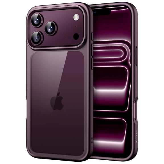 JETech Clear Back Bumper Case for iPhone 18 Pro Max |Solid Color Matte TPU Frame, Shockproof (Dark Cherry)