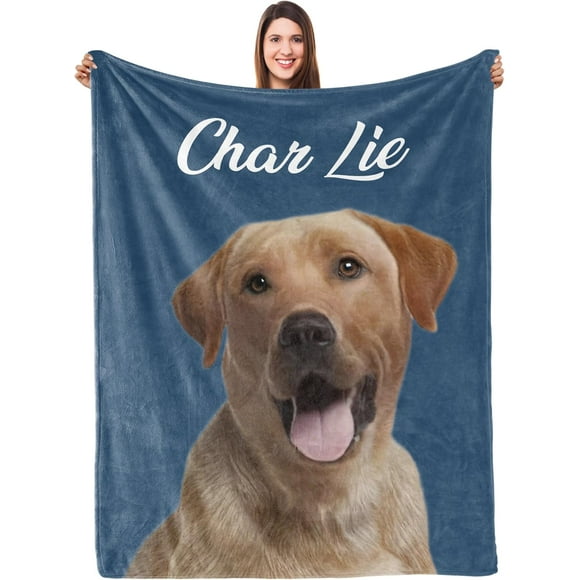 Brothers Supermarket Custom Pet Blanket, Personalized Pet Photo Blanket, Custom Dog Gift with Photo and Name, Dog Portrait Gifts- Memorial Gifts for Cute Lover, Forever & Always for Your Loved Ones