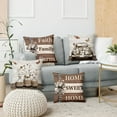 thumbnail image 5 of Farmhouse Pillow Covers 18x18 Inch Set of 4 Home Sweet Home Brown Throw Pillow Covers Truck Stripes Buffalo Plaid Outdoor Decor Farmhouse Mothers Day Pillowcase Cushion Case for Sofa Couch, 5 of 6