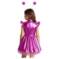 thumbnail image 6 of iiniim Girls Space Alien Dress Cap Sleeve Metallic Holographic A Line Tutu Dress Set Outer Space Outfits Hot Pink 16, 6 of 7