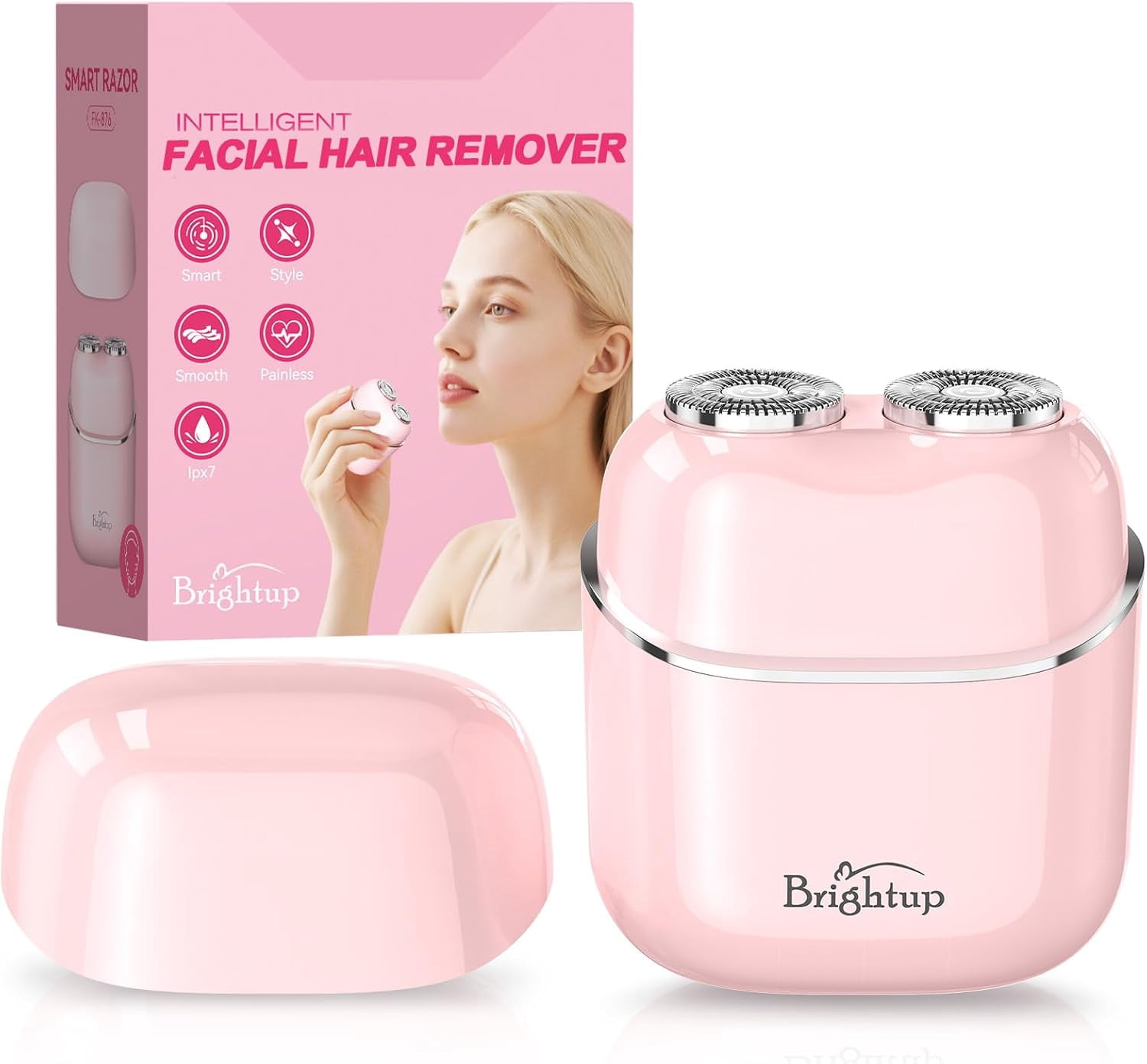 Facial Hair Removal for Women - Painless Electric Face Shaver for Peach Fuzz & Sensitive Skin, USB-C Rechargeable Hair Remover for Upper Lip & Chin,IPX7 Mini Portable for Smooth Skin at Home & Travel
