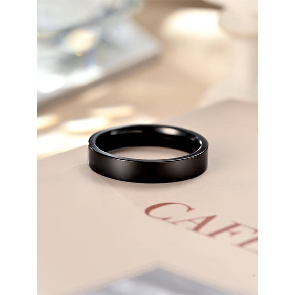 Minimalist Black Titanium Steel Ring For Men And Women Daily Wear