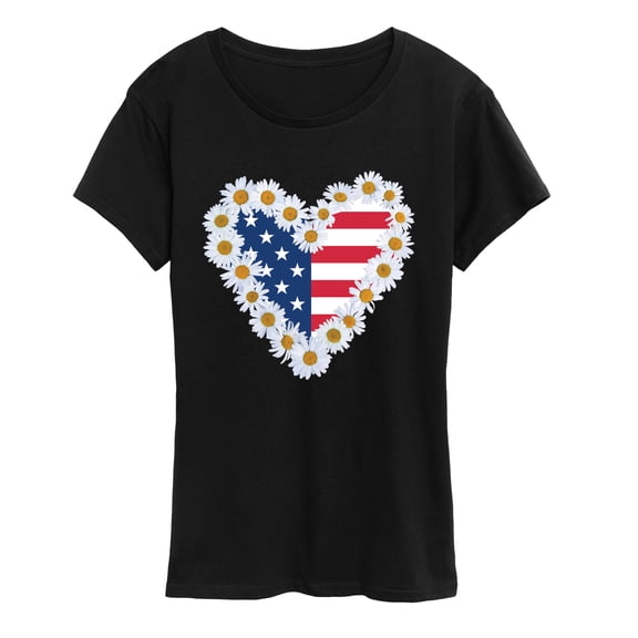 Instant Message - Daisy Heart USA Short Sleeve Graphic T-Shirt