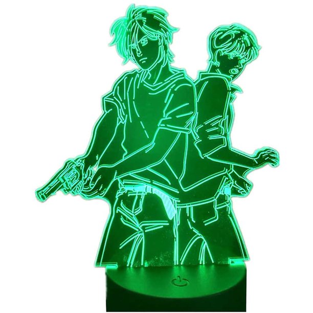 Banana Fish Ash Lynx Eiji Okumura Lámpara de anime 3d Acrílico Led Touch 7 colores Luces nocturnas para niños Dormitorio de niños Lámpara de mesita de noche Regalo de Navidad Feliz Sencillez