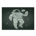 thumbnail image 1 of Outer Space Cutting Board, Pop Art Astronaut Saluting with Speech Bubble Comet Adventure Traveler, Decorative Tempered Glass Cutting and Serving Board, Small Size, Charcoal Grey Dust, by Ambesonne, 1 of 1