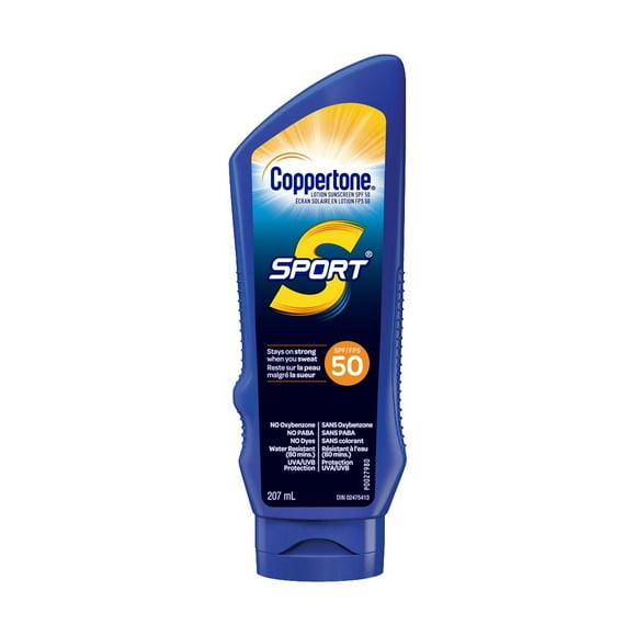 Coppertone Sport Sunscreen Lotion SPF 50, Resistant to Sweat, SPF 50, 207 mL