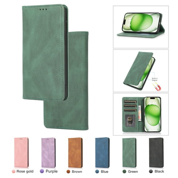 Premium Case for iPhone XR, Vintage PU Leather Wallet Case RFID Blocking Card Slot Kickstand Strong Magnetic Closure Shockproof TPU Interior Flip Folio Classic Book Case For iPhone XR,Green