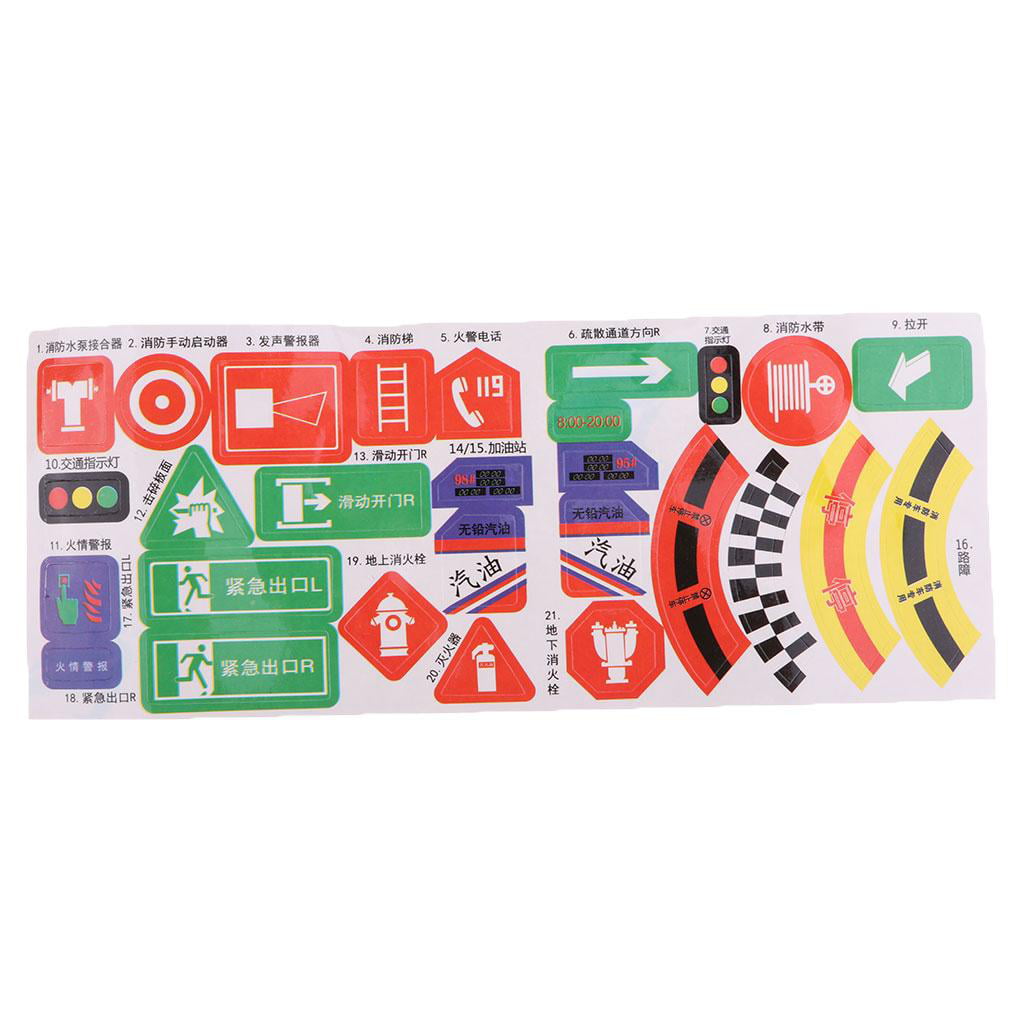28pcs/pack Plastic Traffic Signs Road Sign Miniatures Kids Educational Toy 