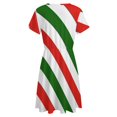 thumbnail image 5 of Red, White & Green Candy Cane Pattern Sundress Short Sleeve Dress Summer Women Clothes Dress for Women Dresses, 5 of 7