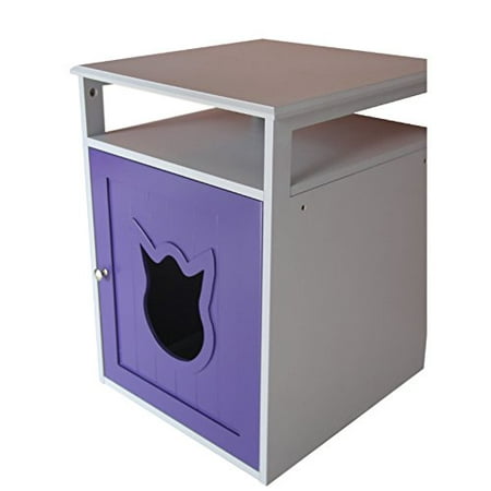 purple and white cat litter box furniture - walmart