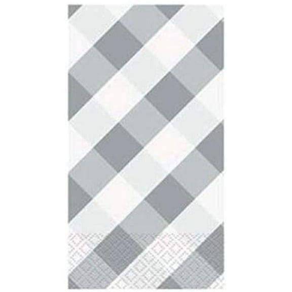 Silver Gingham Paper Guest Napkins (16ct)