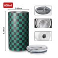 thumbnail image 4 of 20oz Coffee Tumblers Teal and Black Checkerboard Pattern Stainless Steel Vacuum Insulated Travel Tumbler Coffee Cups Mug with Lid and Straw with Cleaning Brush for Cold & Hot Drinks, 4 of 5