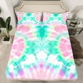 thumbnail image 2 of Homewish Tie Dye Twin Sheet Sets 3pcs for Children Teens Adults,Abstract Gradient Watercolor Twin Fitted Sheet Microfiber,Ombre Vintage Aesthetic Breathable Flat Sheet,Breathable Home Decor, 2 of 7